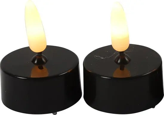 LED waxinelichtjes zwart (kunststof, set van 2)