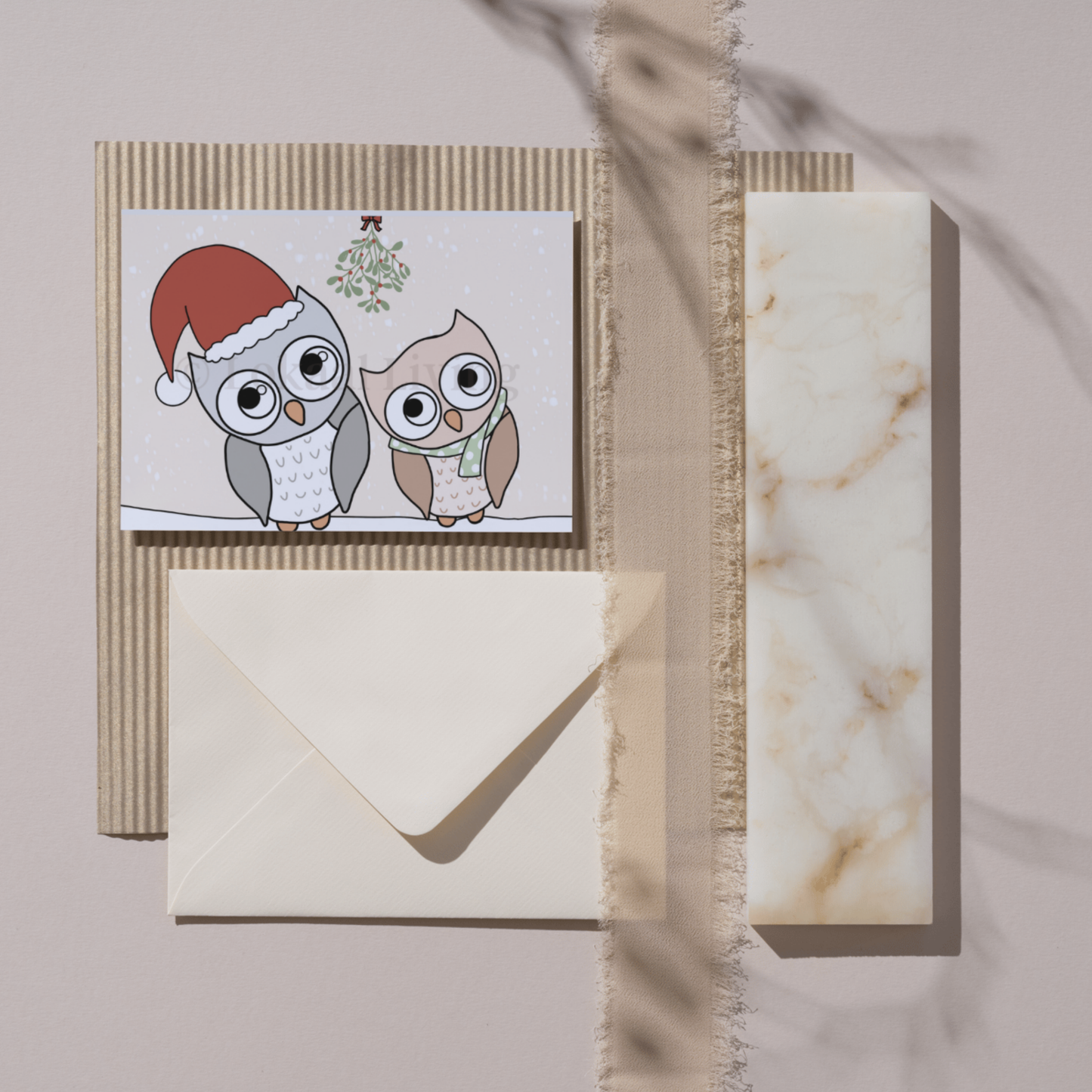 Wenskaart Kerstuilen (kerstkaart)