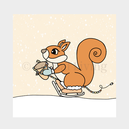 Wenskaart Eekhoorn (kerstkaart)