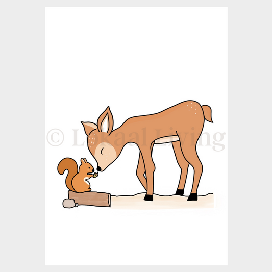 Poster Hert en eekhoorn