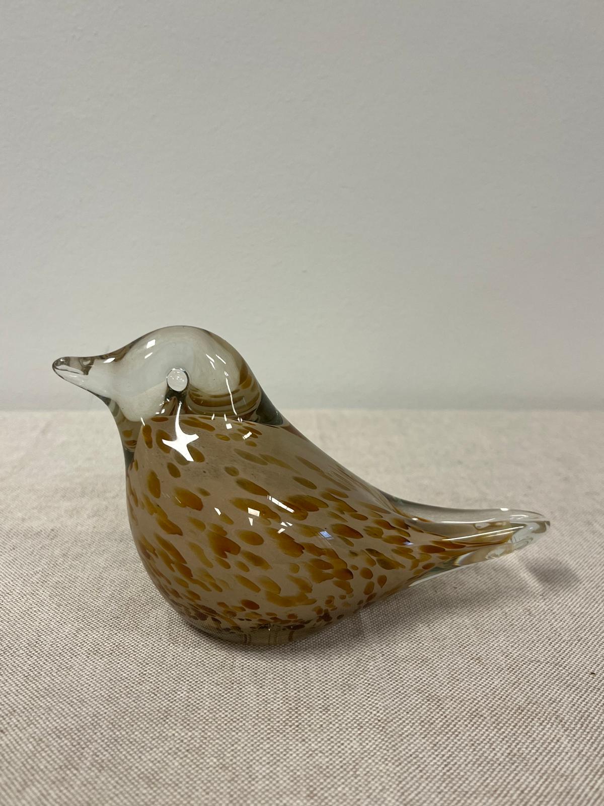 Ornament glas vogel bruin