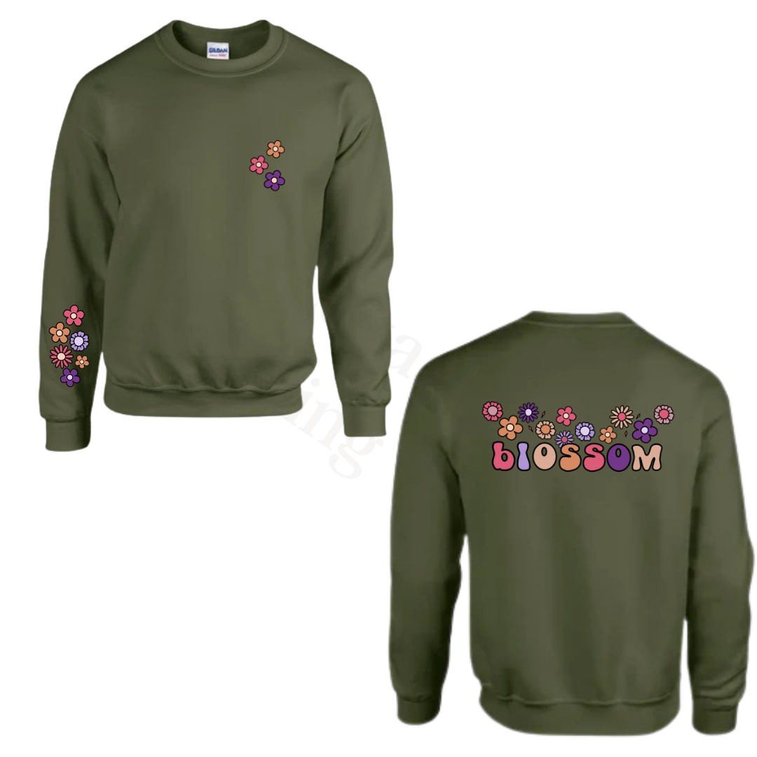 Sweater - Army groen - volwassenen - (ontwerp naar keuze)