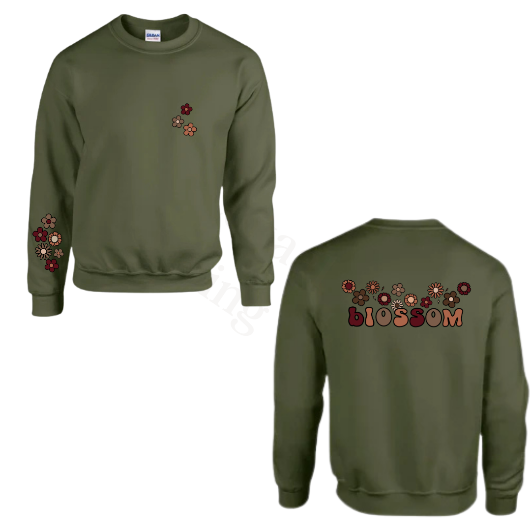 Sweater - Army groen - volwassenen - (ontwerp naar keuze)