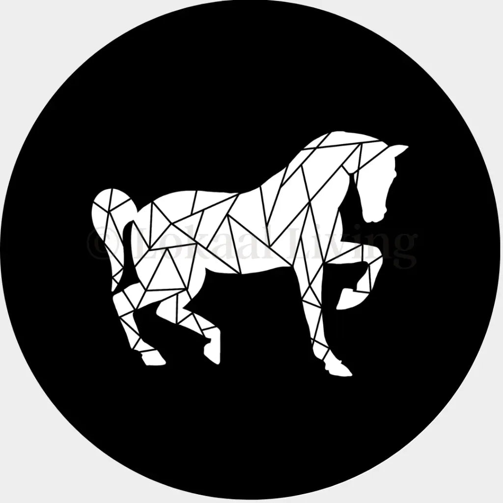 SALE muurcirkel Paard zwart/wit  - 3mm dikte