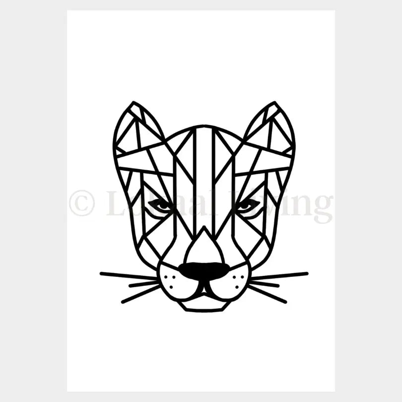 Poster geometrische Panter zwart/wit