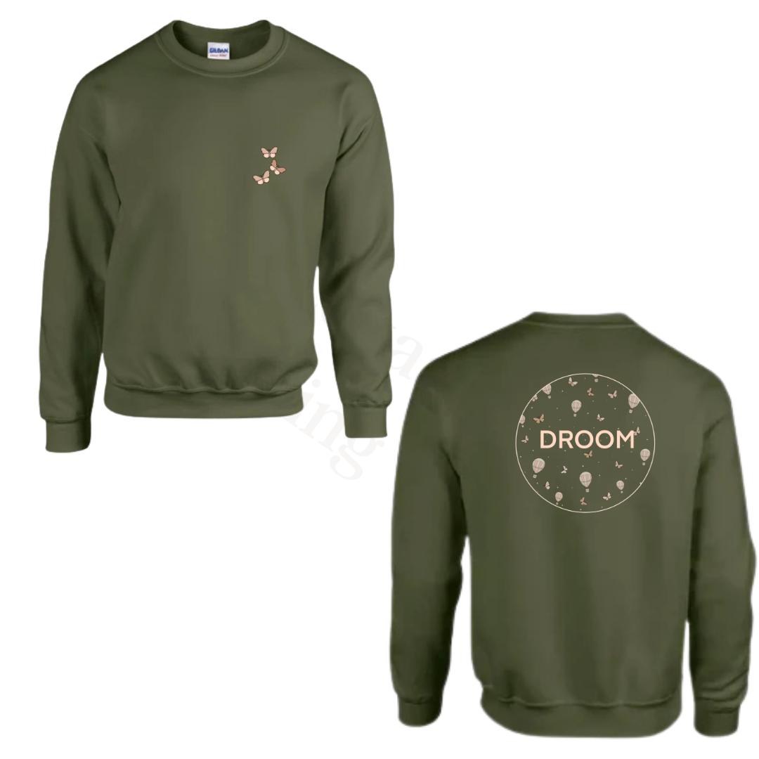 Sweater - Army groen - volwassenen - (ontwerp naar keuze)