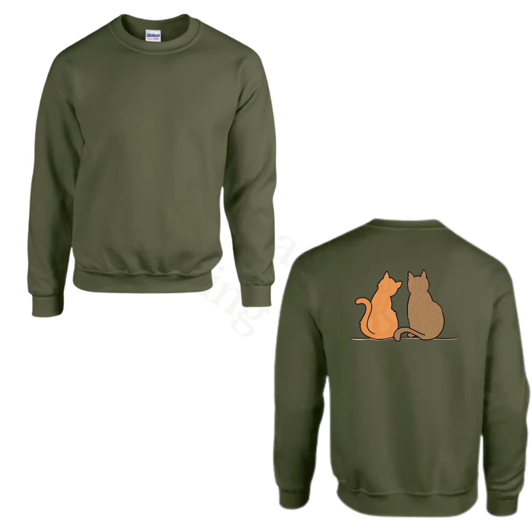Sweater - Army groen - volwassenen - (ontwerp naar keuze)