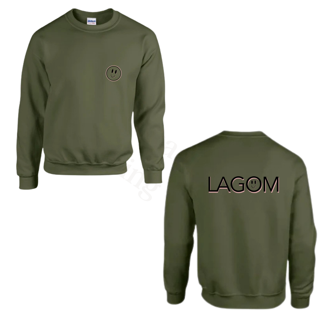 Sweater - Army groen - volwassenen - (ontwerp naar keuze)