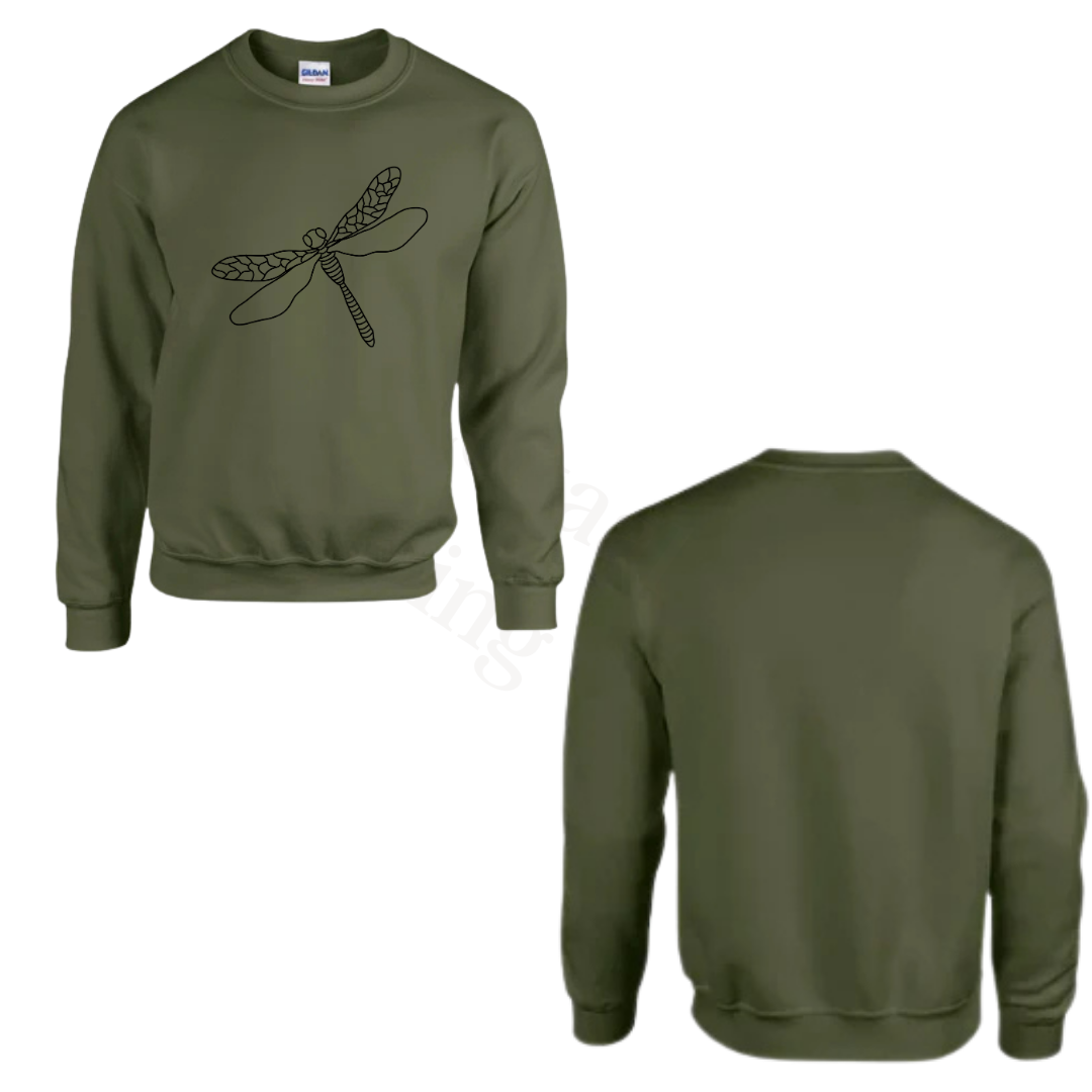 Sweater - Army groen - volwassenen - (ontwerp naar keuze)