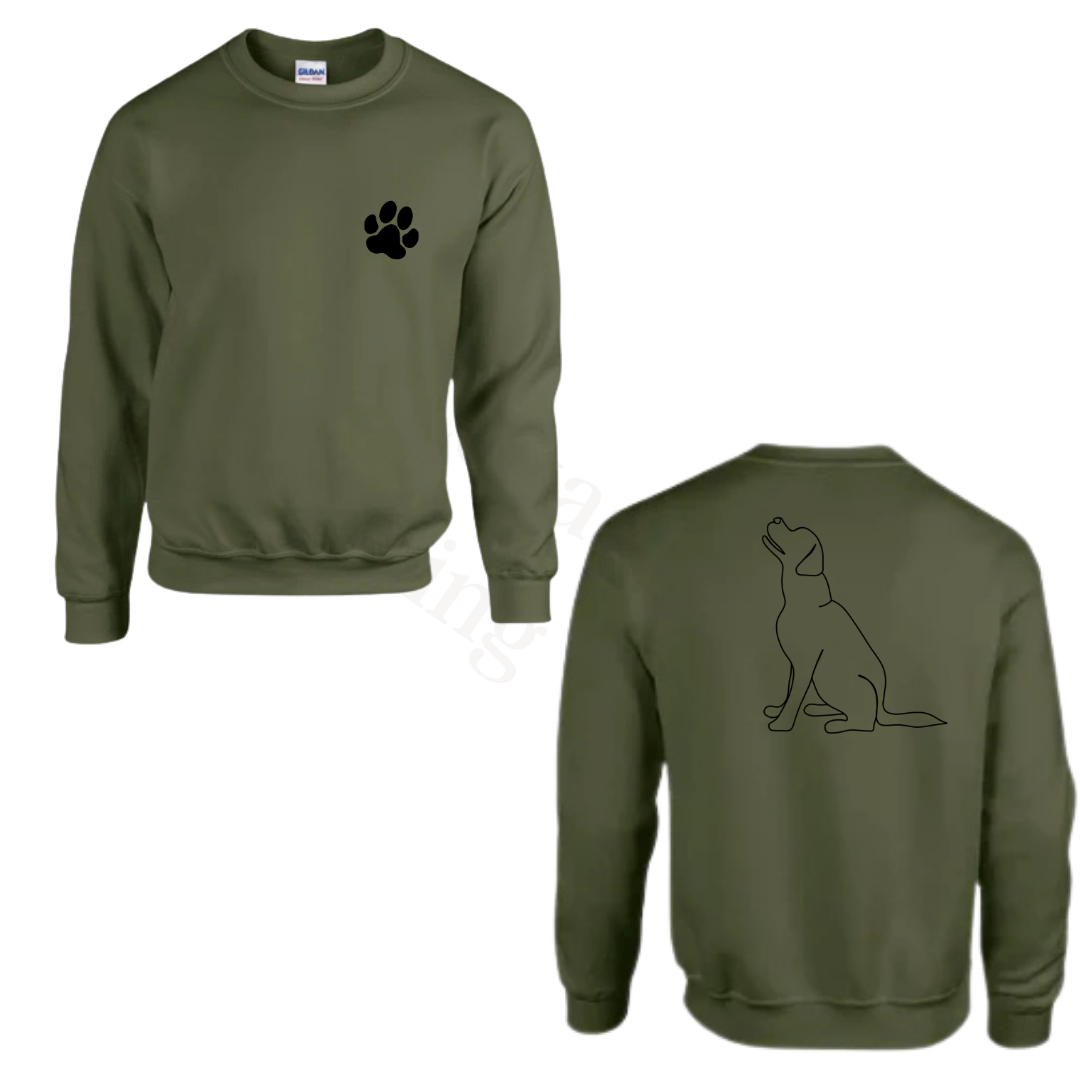 Sweater - Army groen - volwassenen - (ontwerp naar keuze)
