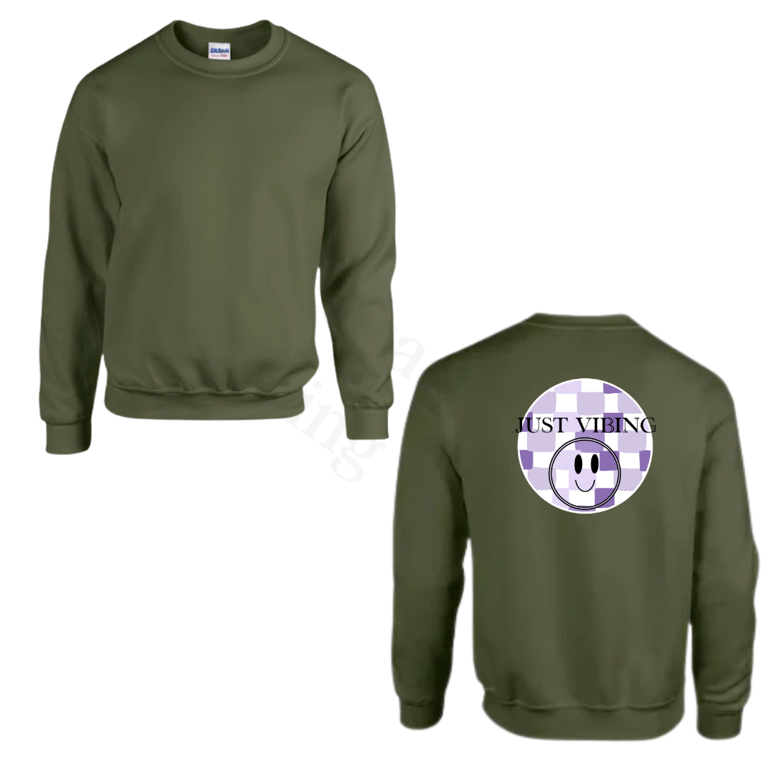Sweater - Army groen - volwassenen - (ontwerp naar keuze)