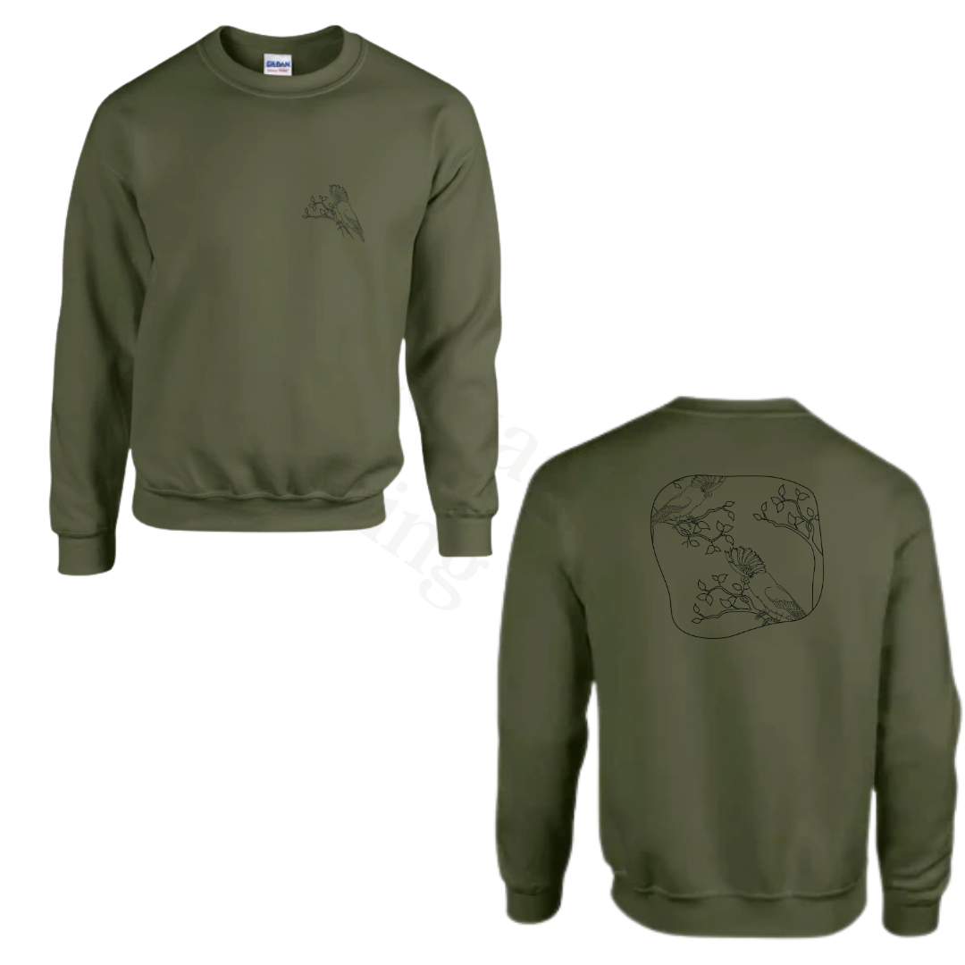 Sweater - Army groen - volwassenen - (ontwerp naar keuze)