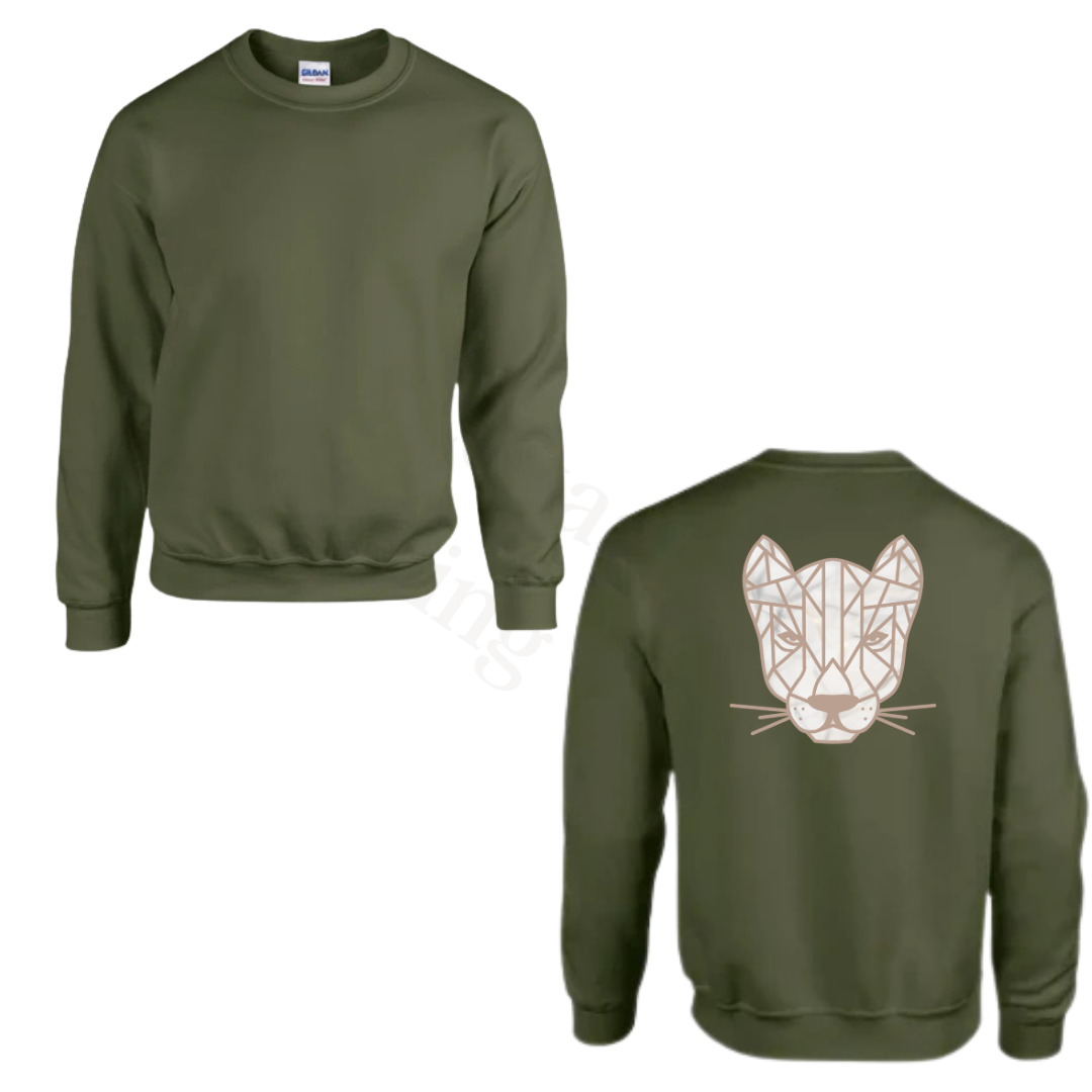 Sweater - Army groen - volwassenen - (ontwerp naar keuze)