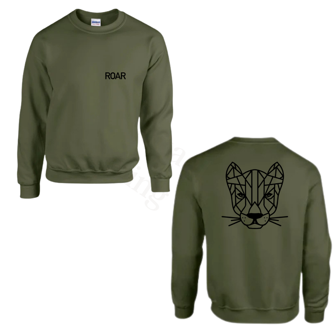 Sweater - Army groen - volwassenen - (ontwerp naar keuze)