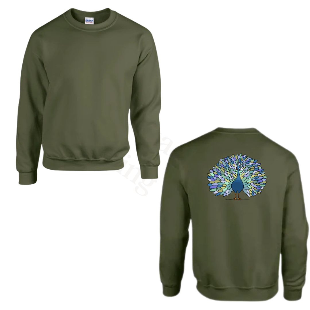 Sweater - Army groen - volwassenen - (ontwerp naar keuze)