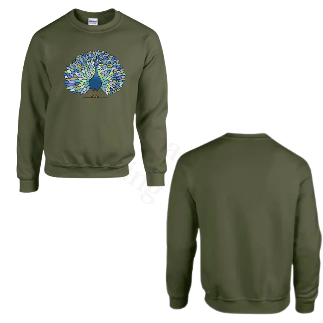 Sweater - Army groen - volwassenen - (ontwerp naar keuze)
