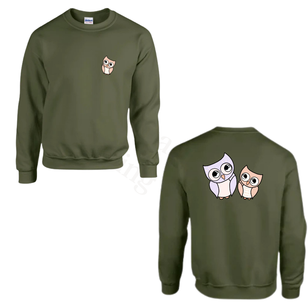 Sweater - Army groen - volwassenen - (ontwerp naar keuze)