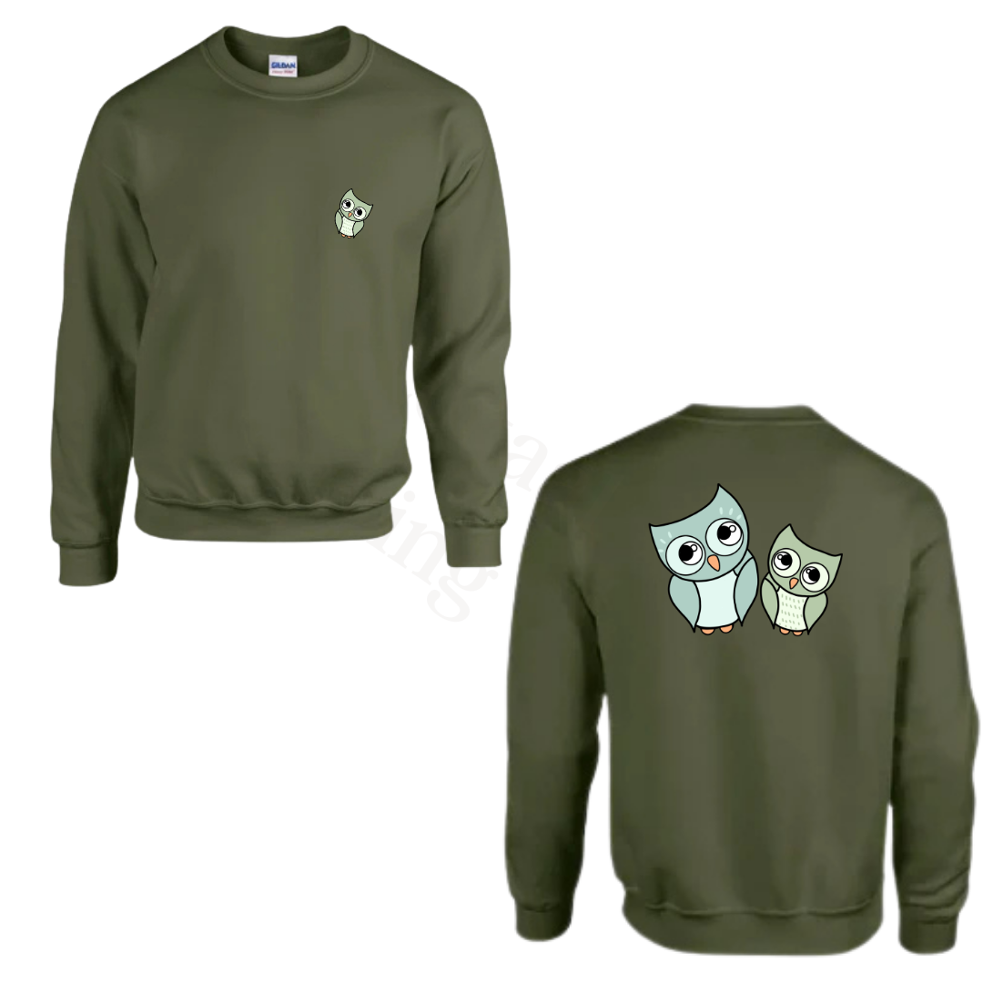 Sweater - Army groen - volwassenen - (ontwerp naar keuze)