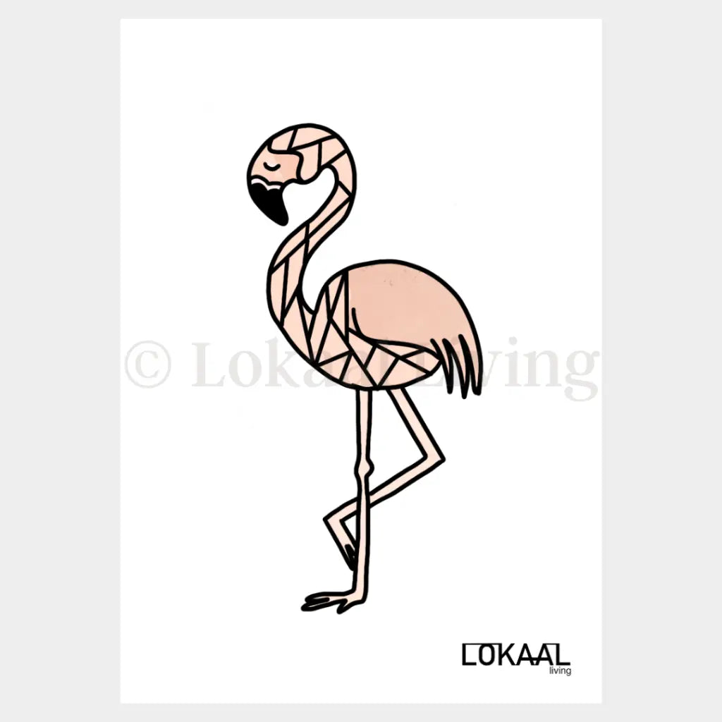 Wenskaart Flamingo