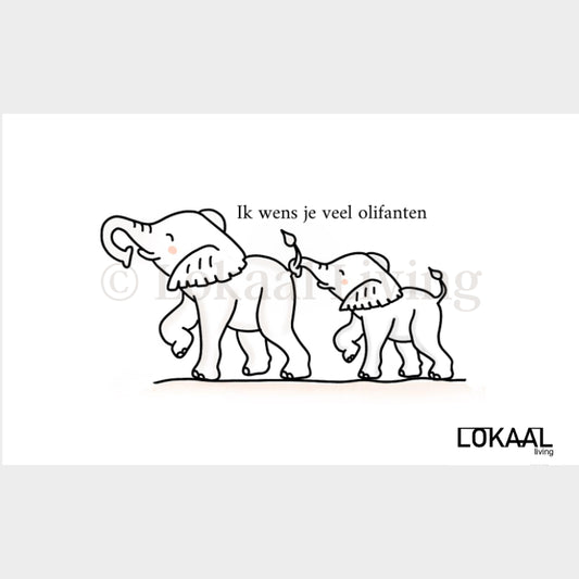 Wenskaart Ik wens je veel olifanten