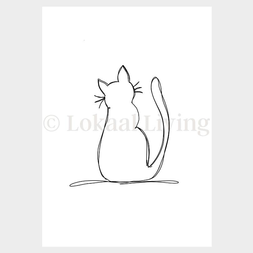 Wenskaart Moos - line art kat