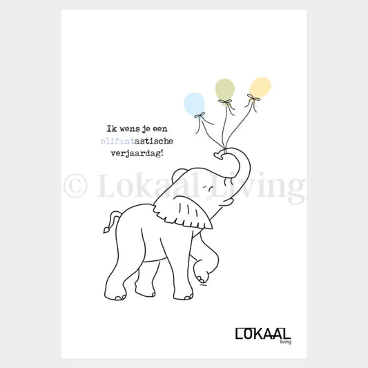 Wenskaart Olifantastische Verjaardag