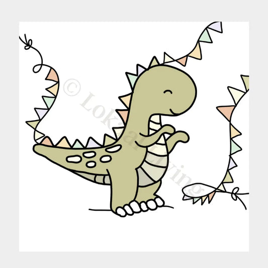 Wenskaart T-rex Feestje