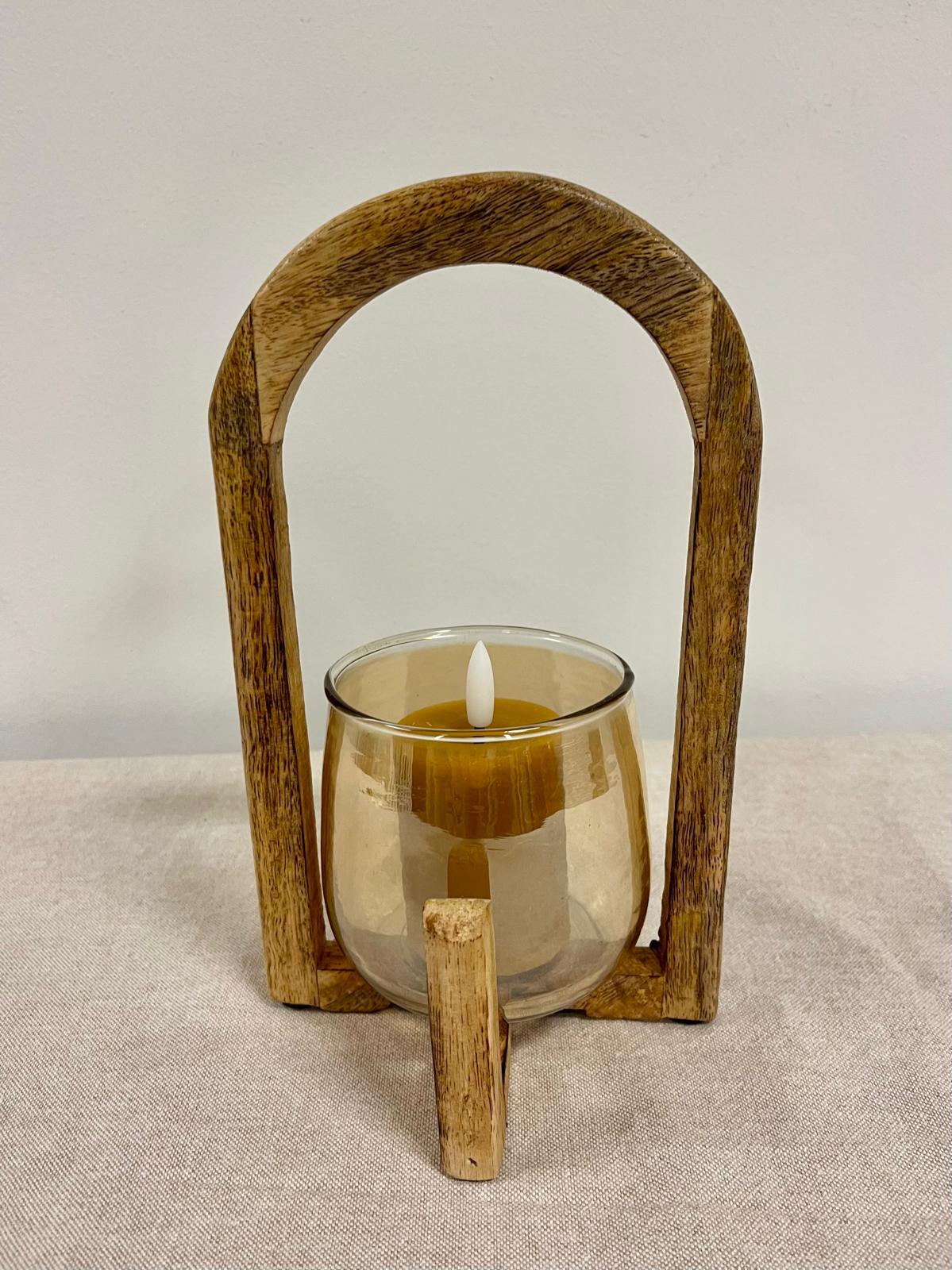 Windlicht Soof (hout met glas)