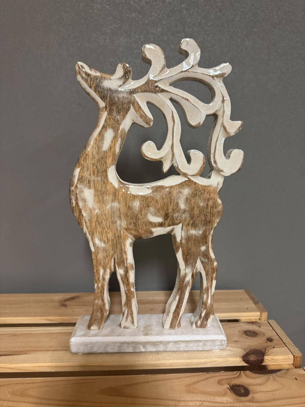 Ornament Hert Hout Wit