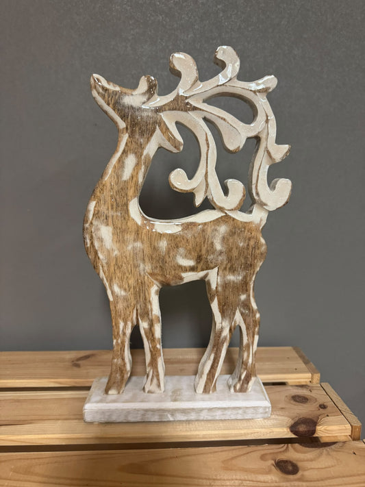 Ornament Hert Hout Wit