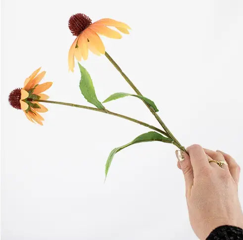 Zonnehoedje Kunstbloem - Oranje/Burgundy