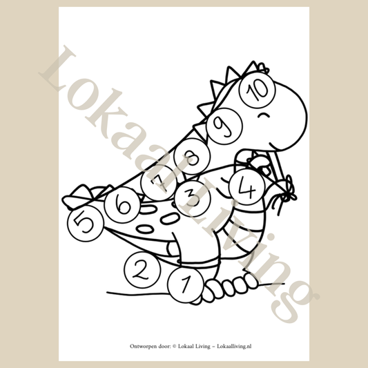 Aftelposter/kleurplaat t-rex (Printable)