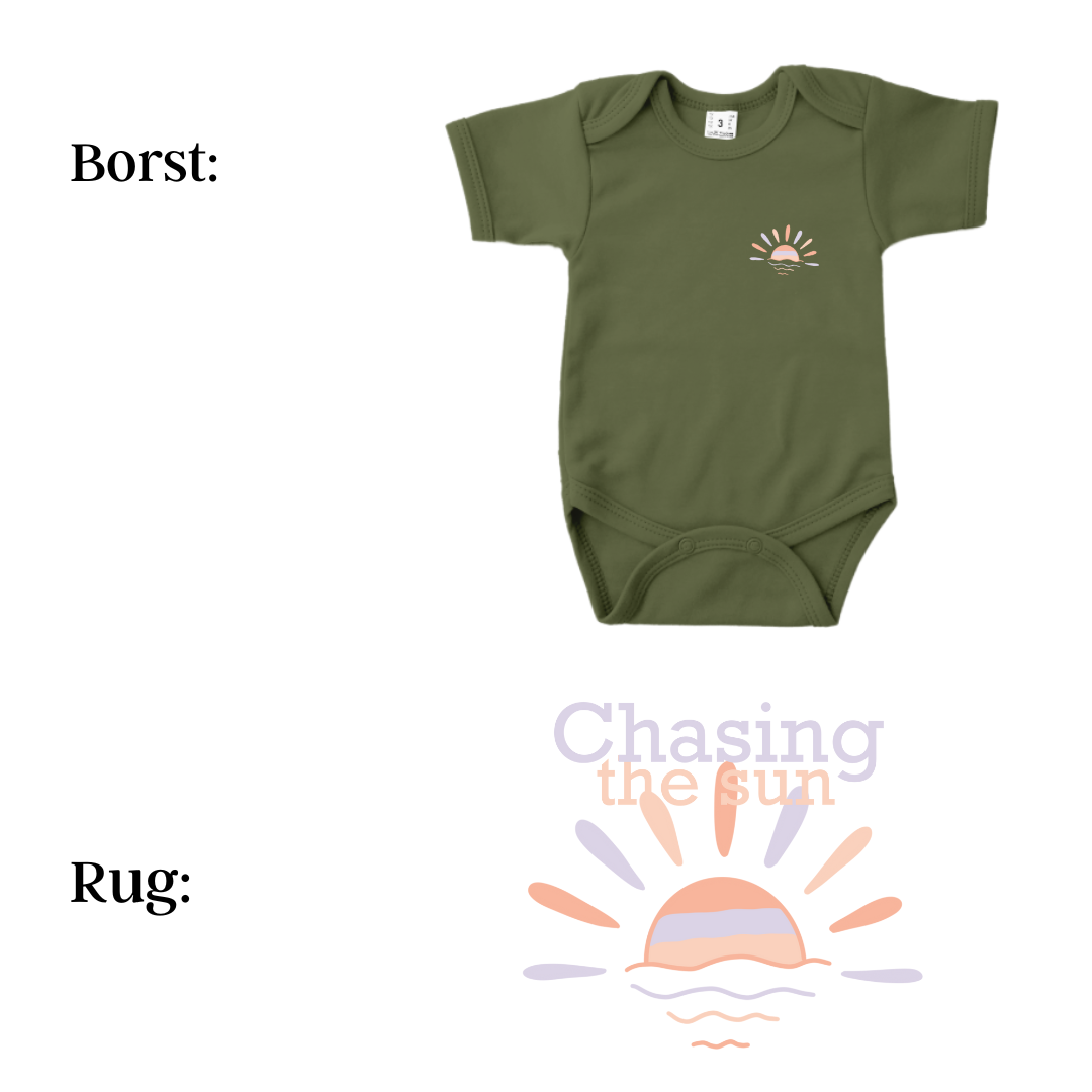 Romper - maat 56-92 - Army groen - korte mouw - (ontwerp naar keuze)