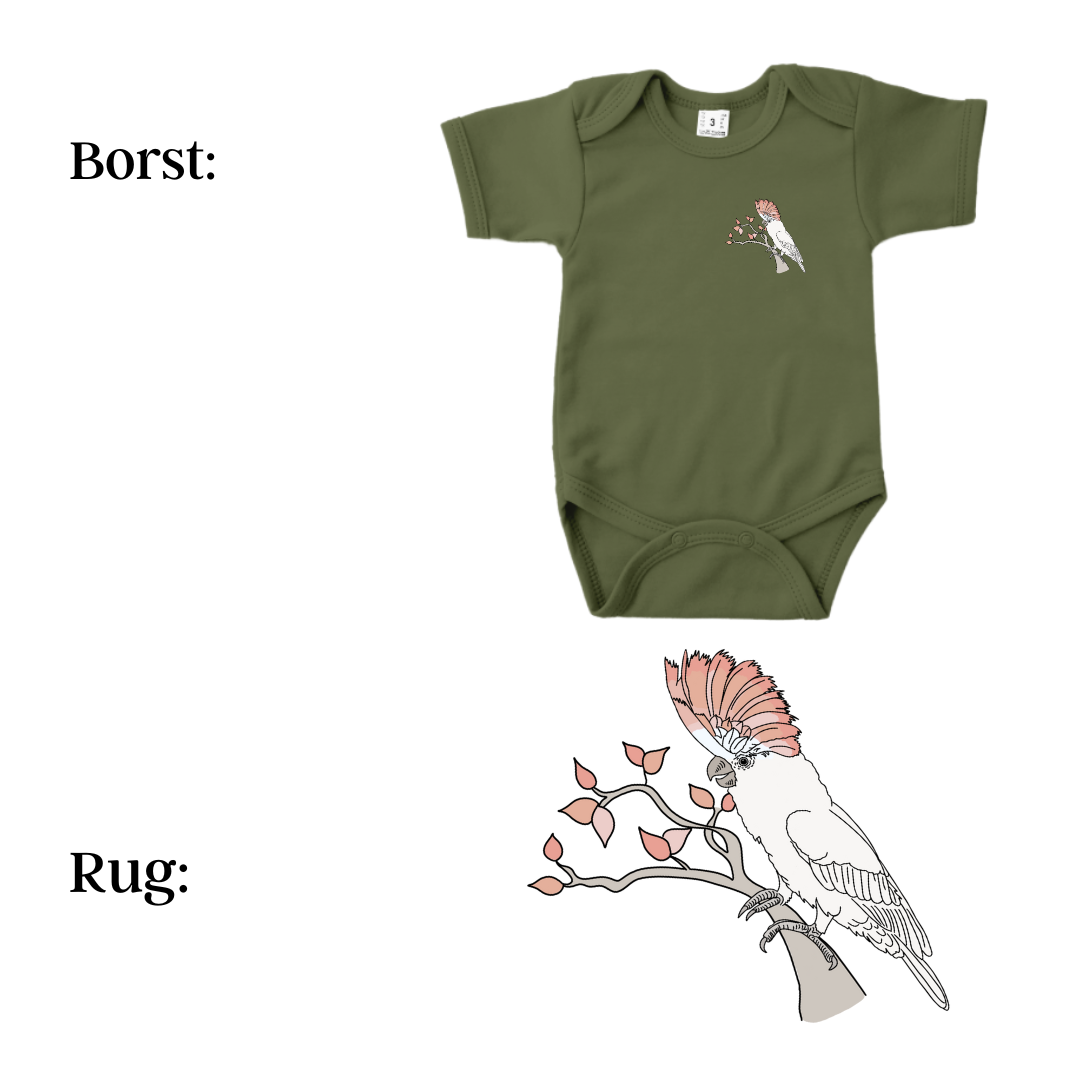 Romper - maat 56-92 - Army groen - korte mouw - (ontwerp naar keuze)