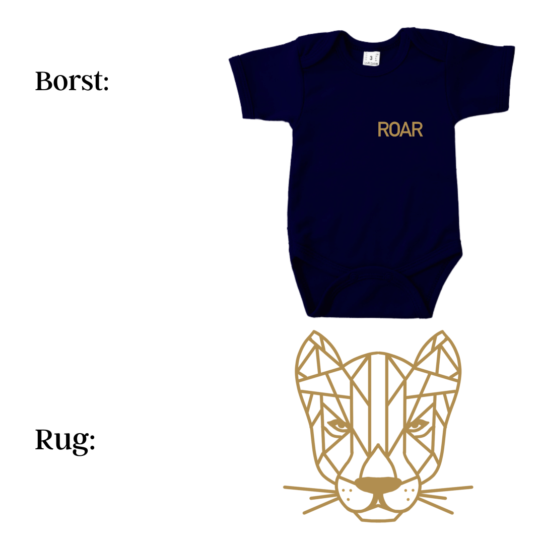 Romper - maat 56-92 - Navy - korte mouw - (ontwerp naar keuze)