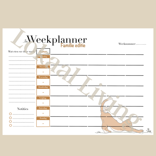 Familie weekplanner Kat en muis (Printable)