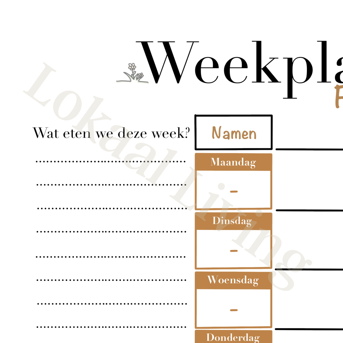 Familie weekplanner Kat en muis (Printable)