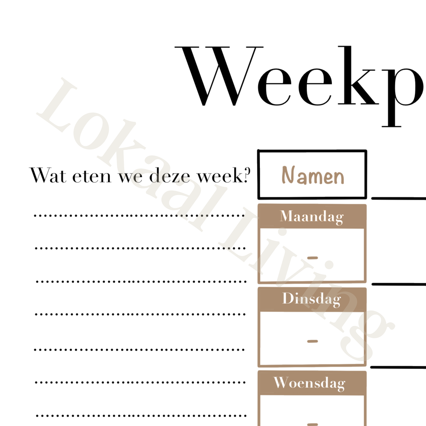 Familie weekplanner Libelle (printable)