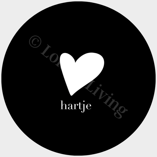 SALE muurcirkel Hartje zwart-wit - 3mm dikte