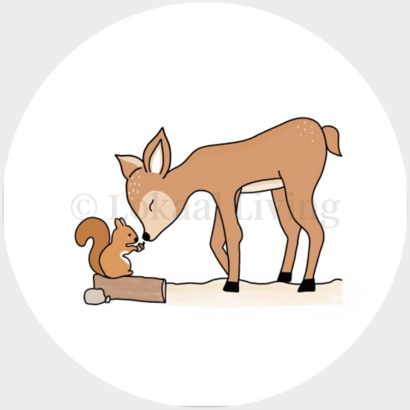 SALE muurcirkel Hert en eekhoorn - 3mm dikte