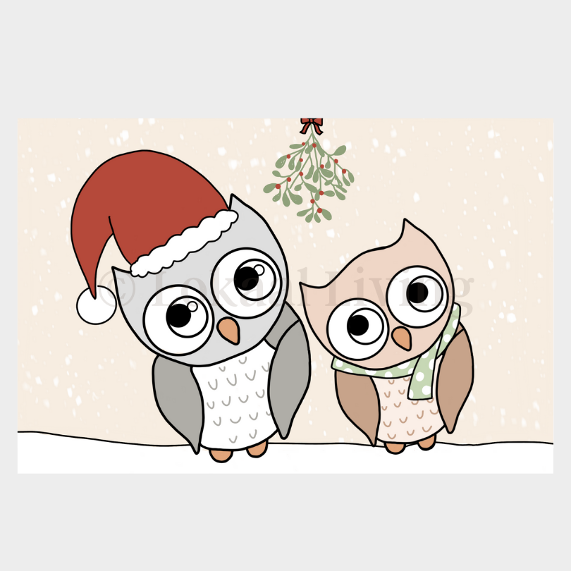 Wenskaart Kerstuilen (kerstkaart)