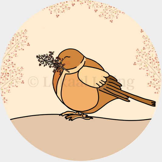 SALE muurcirkel Mus met bessen - 3mm dikte