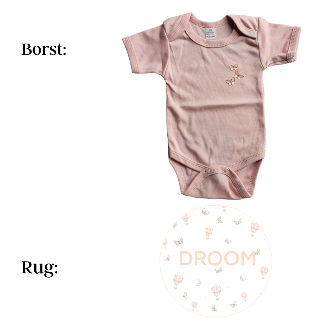 Romper - maat 56-92 - Oud roze- korte mouw - (ontwerp naar keuze)