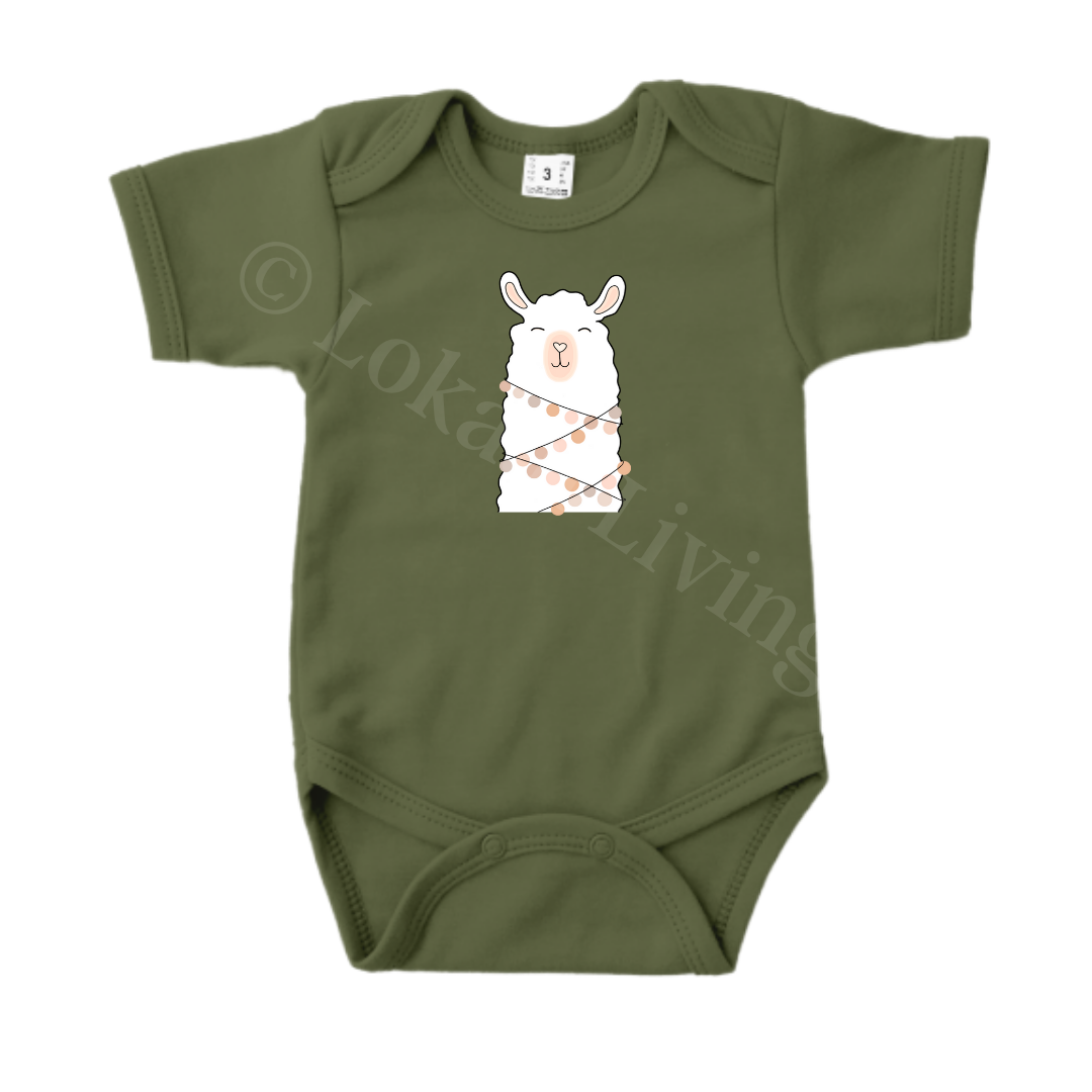 Romper - maat 56-92 - Army groen - korte mouw - (ontwerp naar keuze)