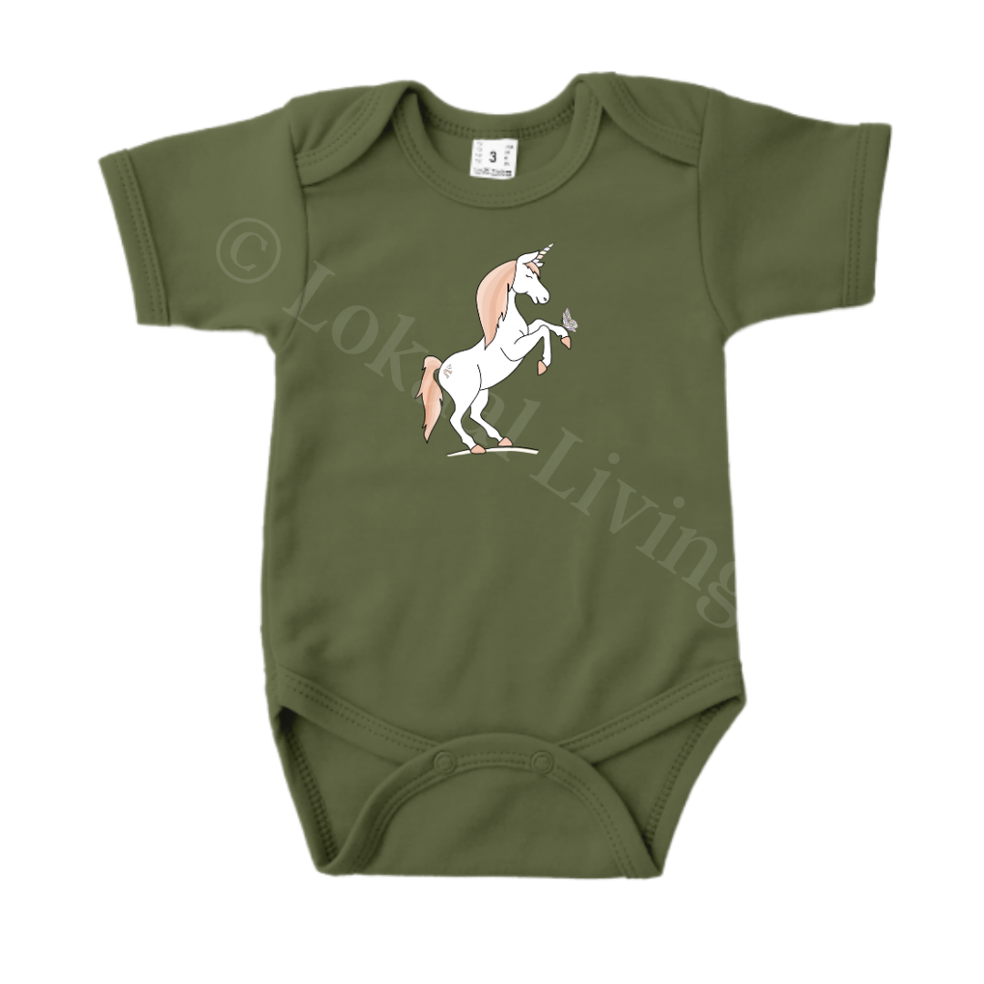 Romper - maat 56-92 - Army groen - korte mouw - (ontwerp naar keuze)