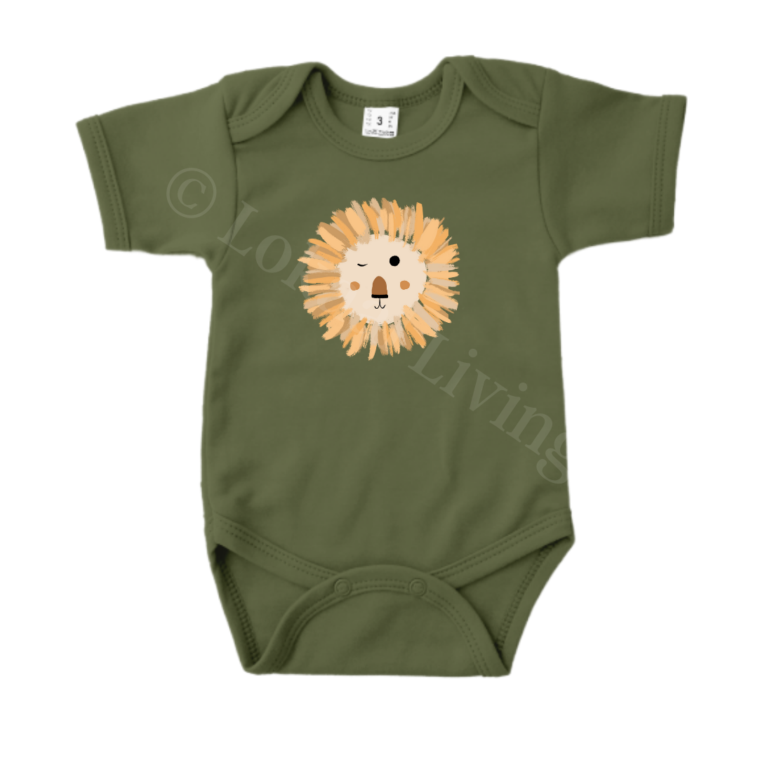 Romper - maat 56-92 - Army groen - korte mouw - (ontwerp naar keuze)