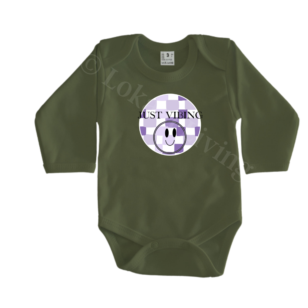 Rompers - maat 56-92 - Army groen - lange mouw - (ontwerp naar keuze)