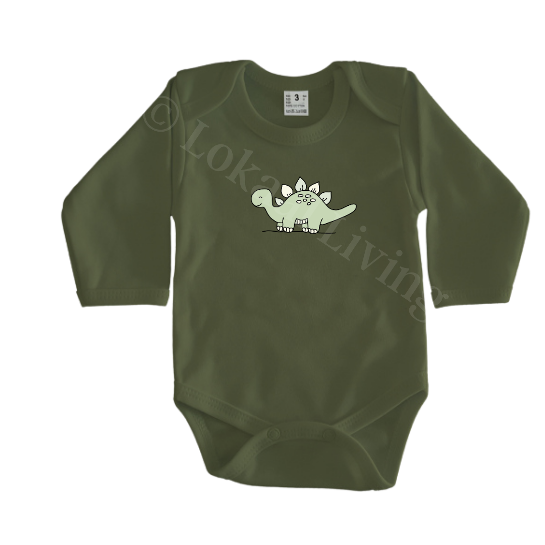 Rompers - maat 56-92 - Army groen - lange mouw - (ontwerp naar keuze)