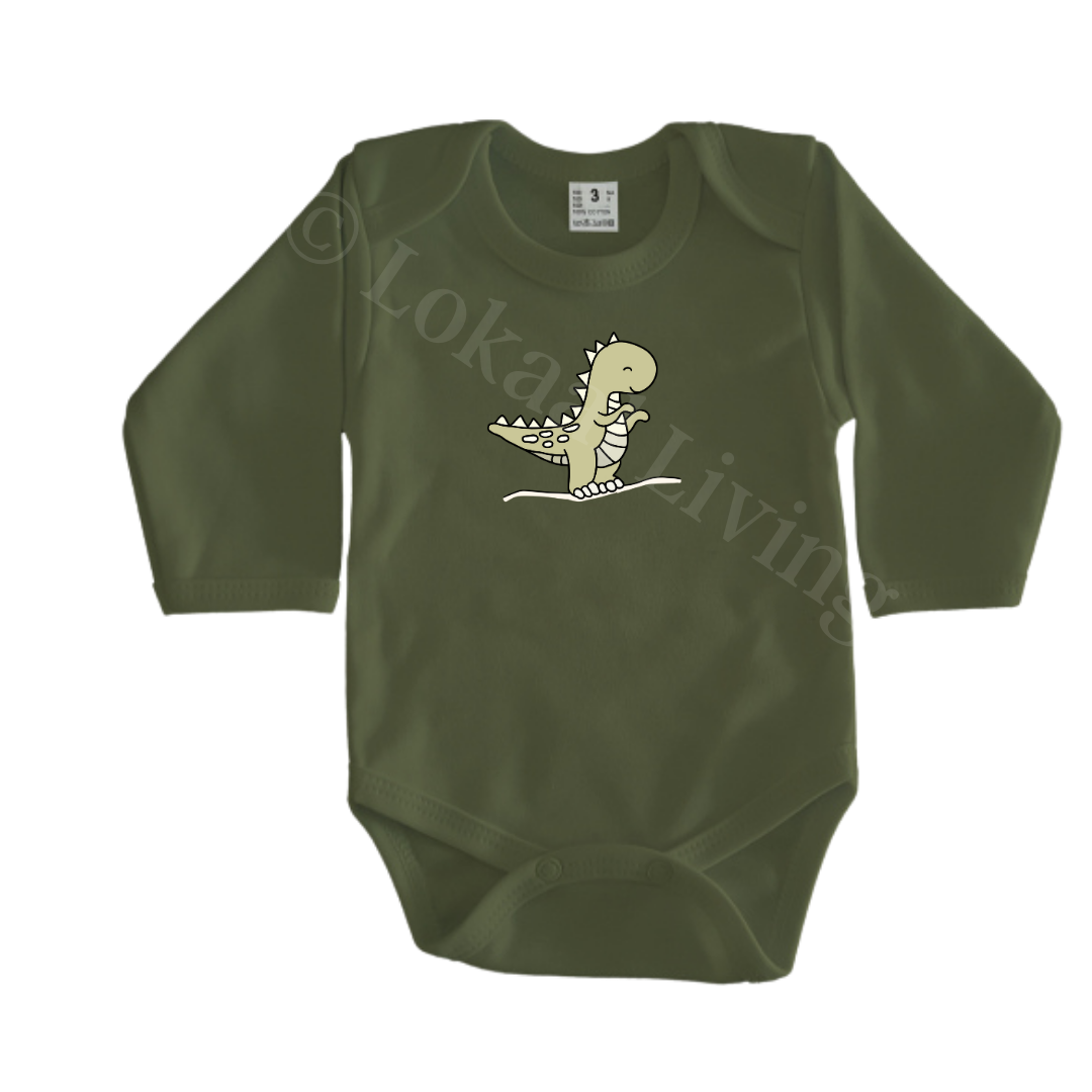 Rompers - maat 56-92 - Army groen - lange mouw - (ontwerp naar keuze)