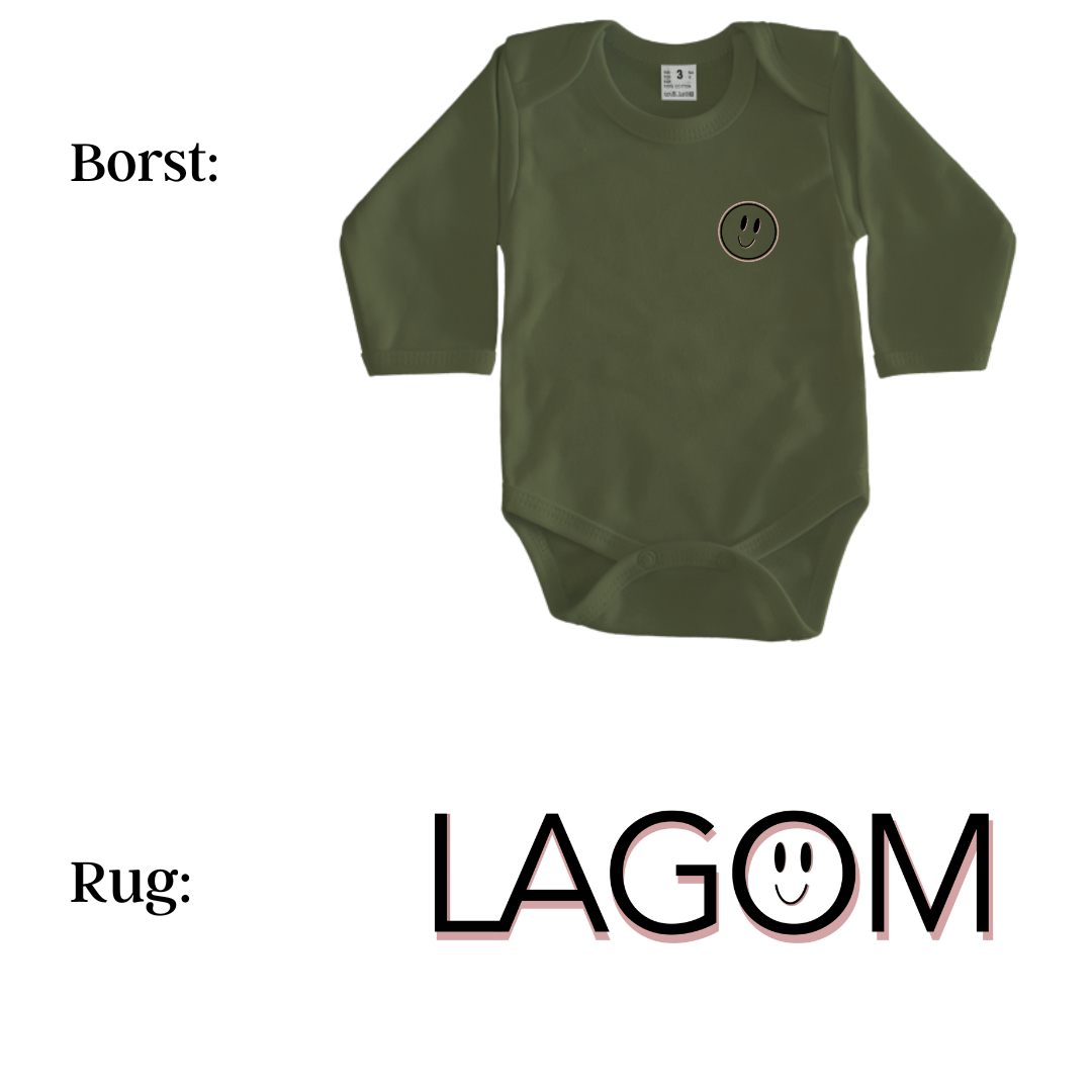 Rompers - maat 56-92 - Army groen - lange mouw - (ontwerp naar keuze)